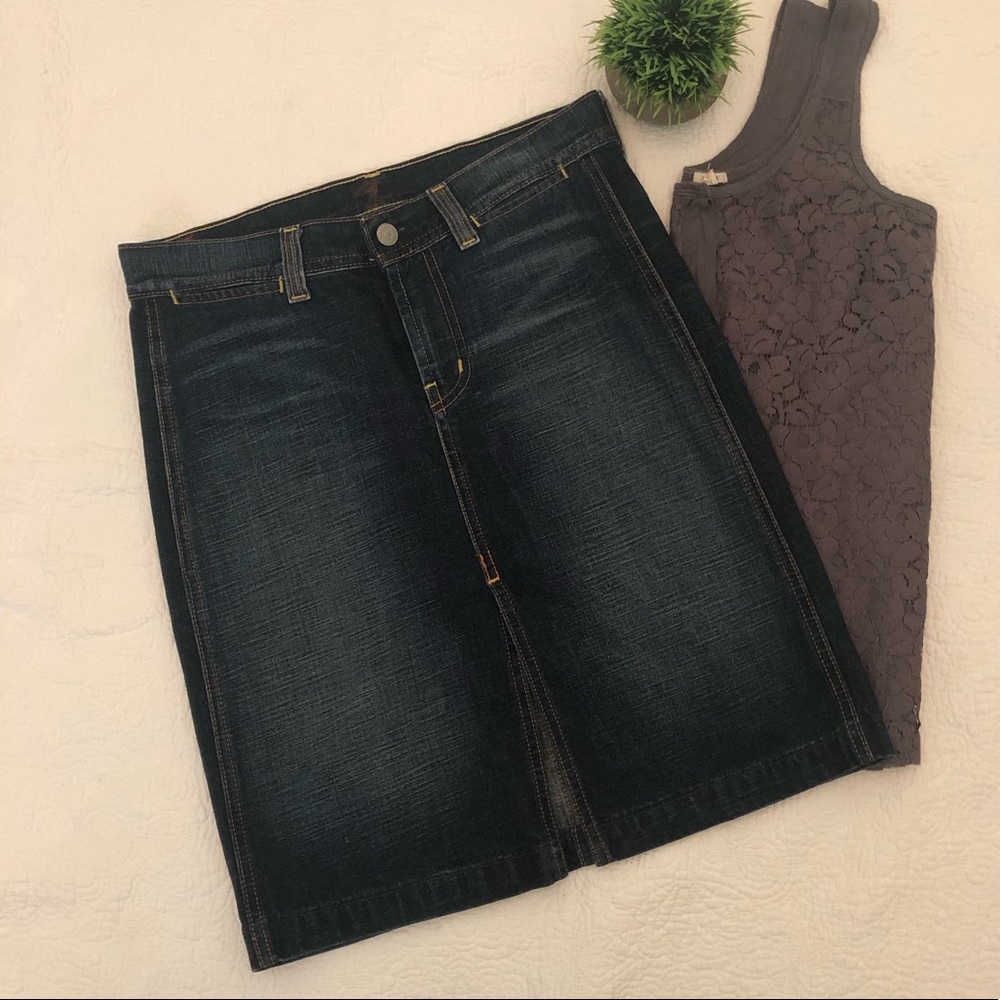 7 for all mankind Denim Split front Skirt - Picture 1 of 6